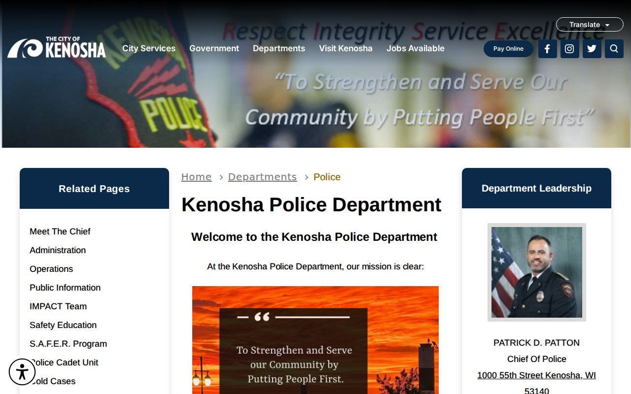 City of Kenosha Police Department criminal records route