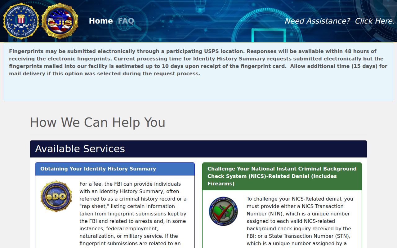 Kenosha County criminal history FBI identity record portal
