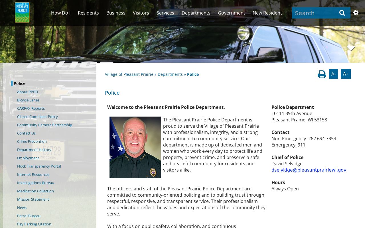 Pleasant Prairie Police criminal records page in Kenosha County