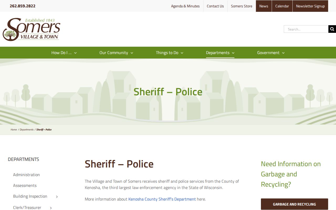 Somers criminal records sheriff service page in Kenosha County